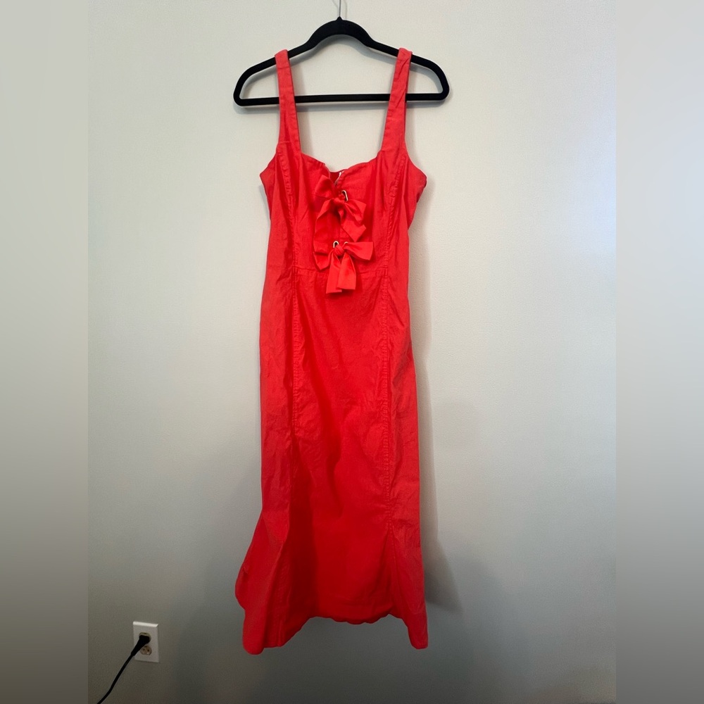 Orange Anthropologie Sweetheart Bow Dress